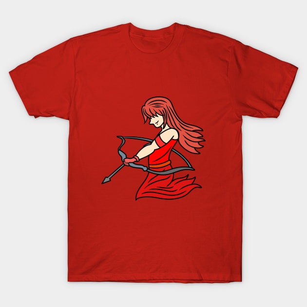 Beautiful archer girl in red T-Shirt by Andrew Hau